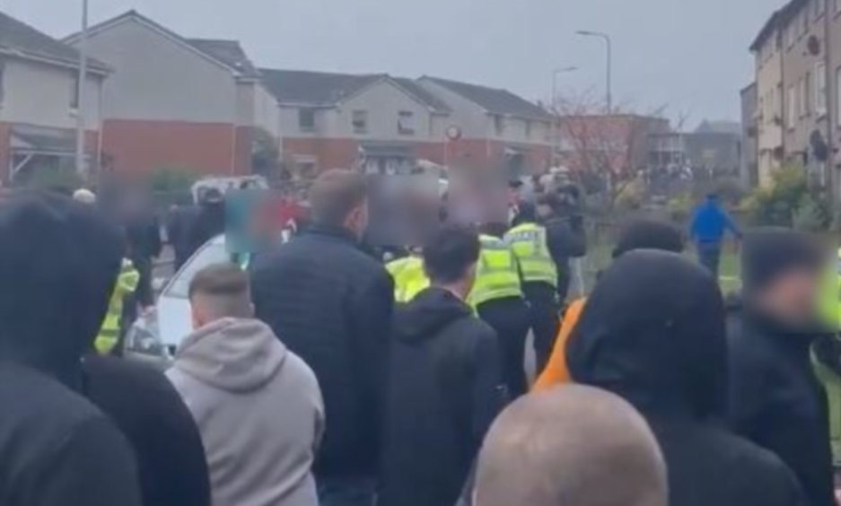 Fight between Raith Rovers and Dunfermline Athletic fans on Saturday.