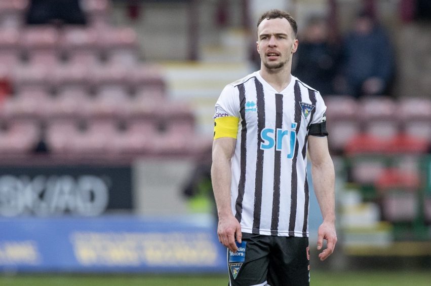 Chris Hamilton watches the play as Dunfermline Athletic F.C. take on Ayr United.