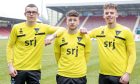 Dunfermline youngsters Andrew Tod, Taylor Sutherland and Sam Young stand shoulder to shoulder at East End Park.