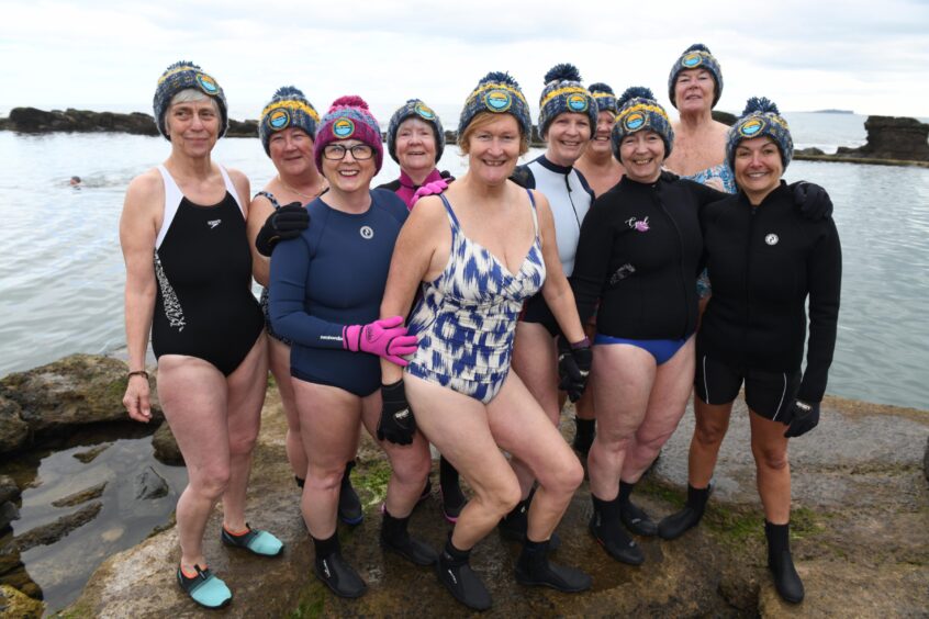 Swimmers calling themselves the "Nae Richters" got into the spirit of the Anstruther dook