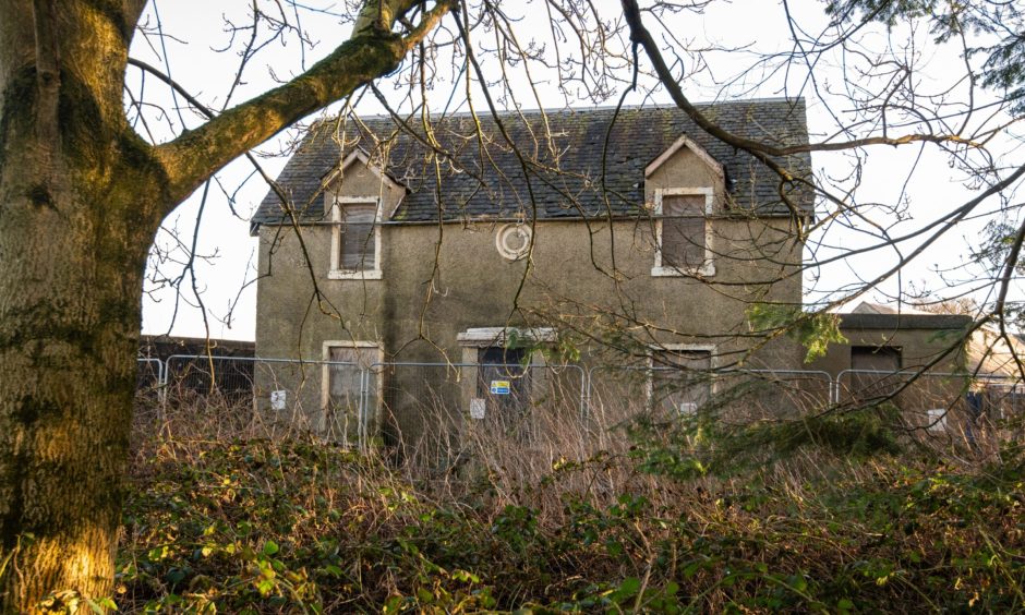 The exterior of the abandoned Crossroads Station