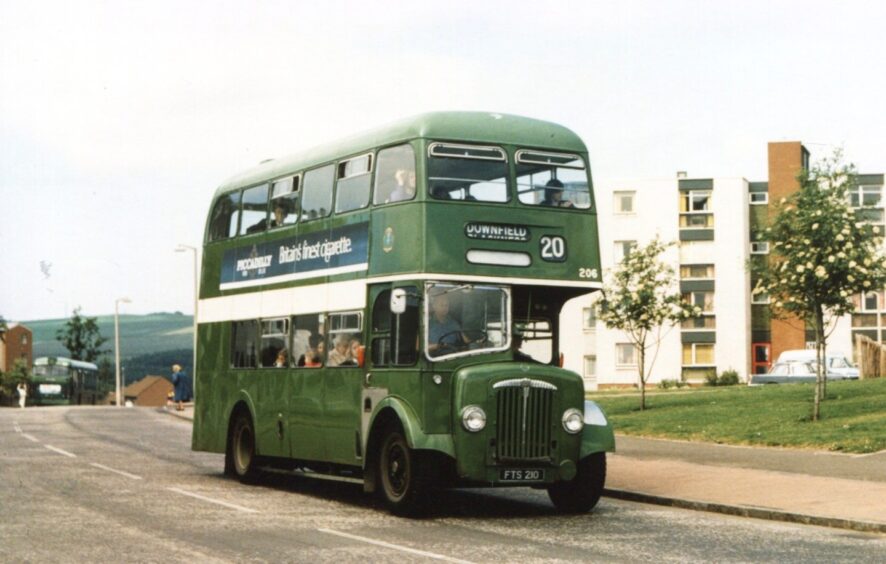 A green Bus 206 on its way back to Downfield, Dundee, in the early 1970s. 
