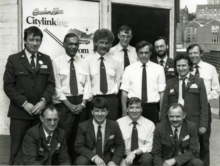 Drivers, conductors and inspectors in 1988 at the bus station in the Seagate in Dundee, the area chosen in shopping centre plan.