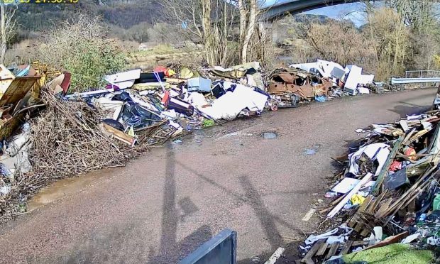 Fly-tipped waste dumped at the Lower Friarton site