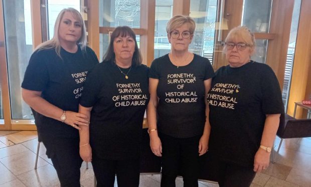 From left to right are Fornethy abuse survivors Kelle Fox, Carol Robertson, Marion Reed and Lynne Sheerin. Image: DC Thomson.