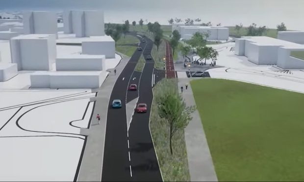 How the new scheme will look passing Gayfield Park. Image: Arcadis/Angus Council