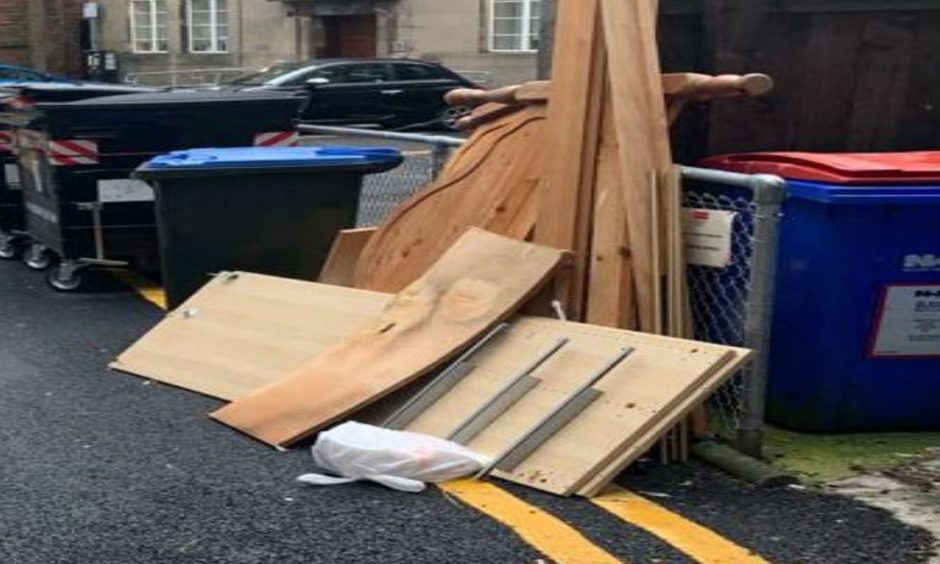 Fly-tipping on George Inn Lane in Perth.