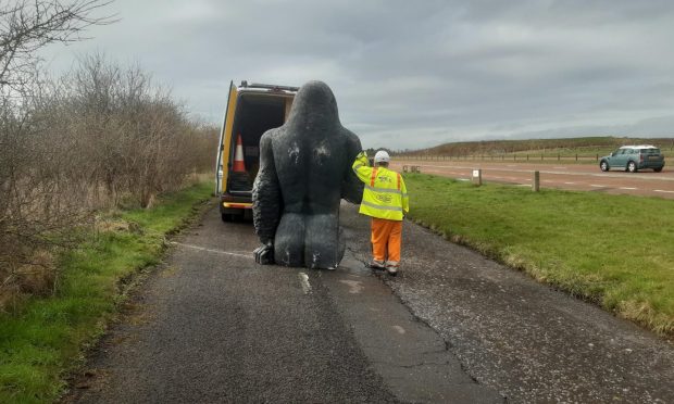 Gary the Gorilla on the A92 near Dundee.