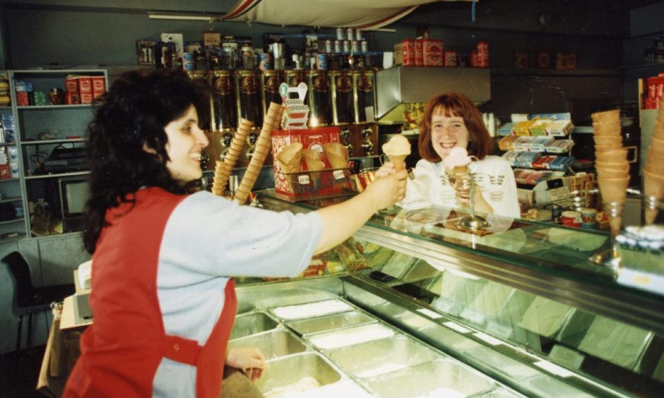 A customer being served at Visocchi's in Broughty Ferry in 1995.