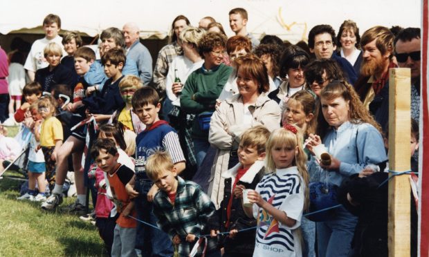 Happy faces watching the Lowland Games in Monifieth in 1993
