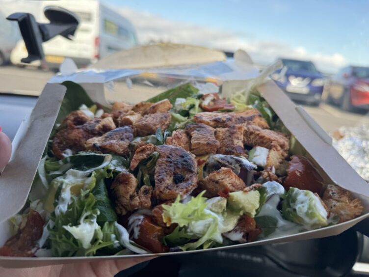 The Spicy Chick Salad on our BlackHorn Burgers review.