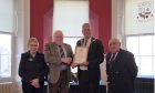 Depute Provost Linda Clark, Ivan Laird, Angus Provost Brian Boyd and Kirriemuir councillor Ronnie Proctor at the Forfar civic lunch. Image: Angus Council