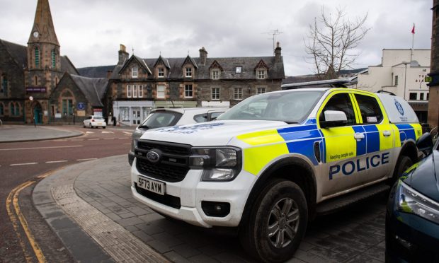 Police in Aberfeldy town centre. Image: Kim Cessford/DC Thomson