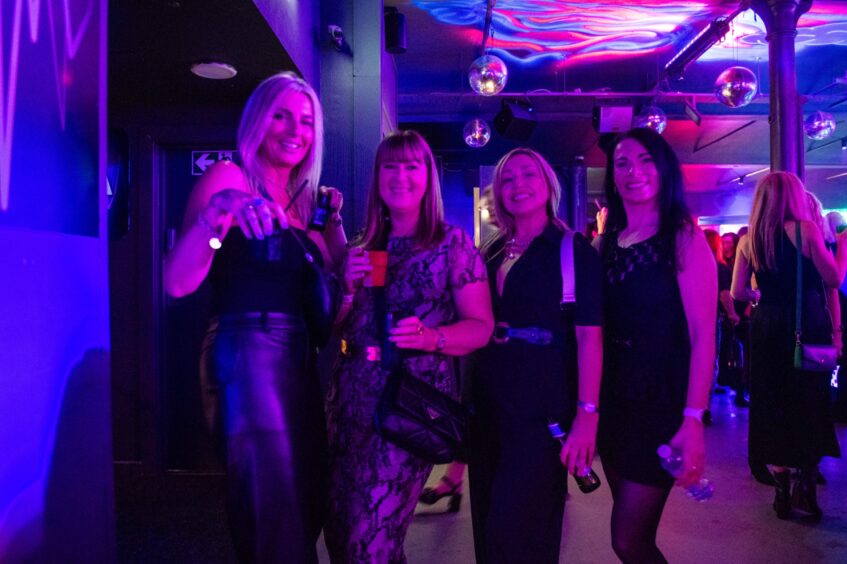 Gayle Ritchie (far right) bumped into a few pals at the Disco Days event. Image: Kim Cessford.