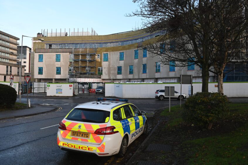 Police at the Baird Family Hospital site in Aberdeen