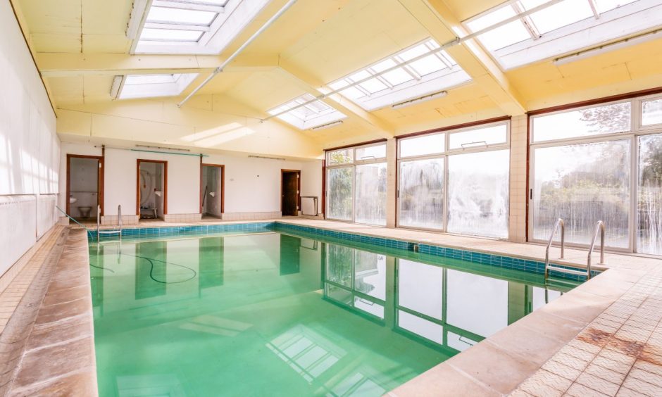 Indoor heated swimming pool at Kirkforthar House.