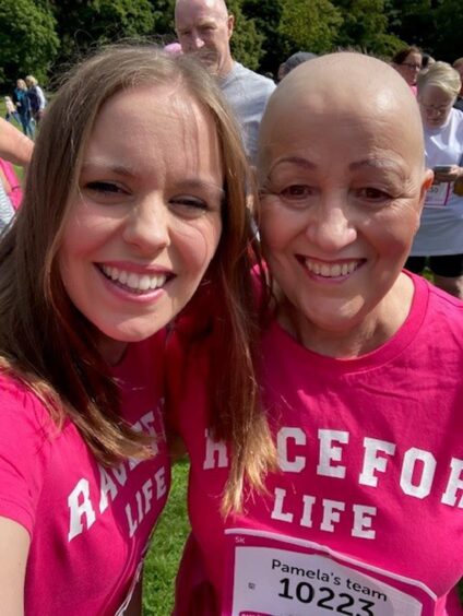 Pamela, who has ovarian cancer, took part in the Race for Life in Dundee last year with daughter, Louise.