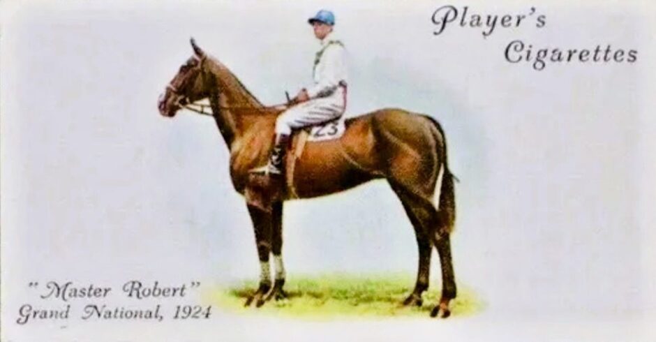 A cigarette card of Master Robert following his Grand National success.