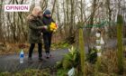 Steven Donaldson's parents, Pam and Bill, at his memorial in Kinnordy Nature Reserve. Image: DC Thomson