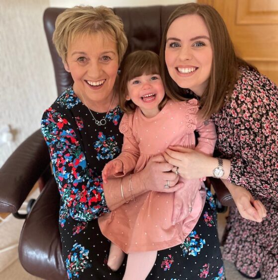 Pamela with daughter Louise and grand-daughter Maisie on Mother's Day last year shortly after Pamela was diagnosed with ovarian cancer.