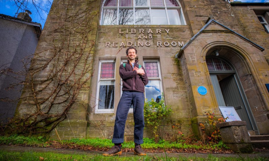 Euan Wilding standing outside Birnam library