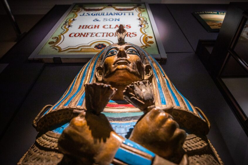 Egyptian sarcophagus style exhibit in new Perth Museum