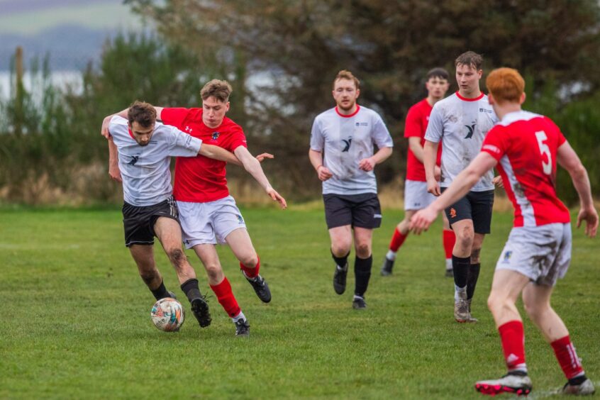 Men's Football with University of Dundee in white and Abertay University in red.