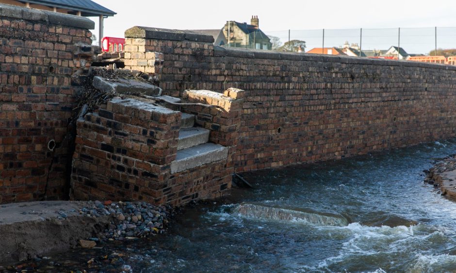 A section of sea wall collapsed following storms in October. 