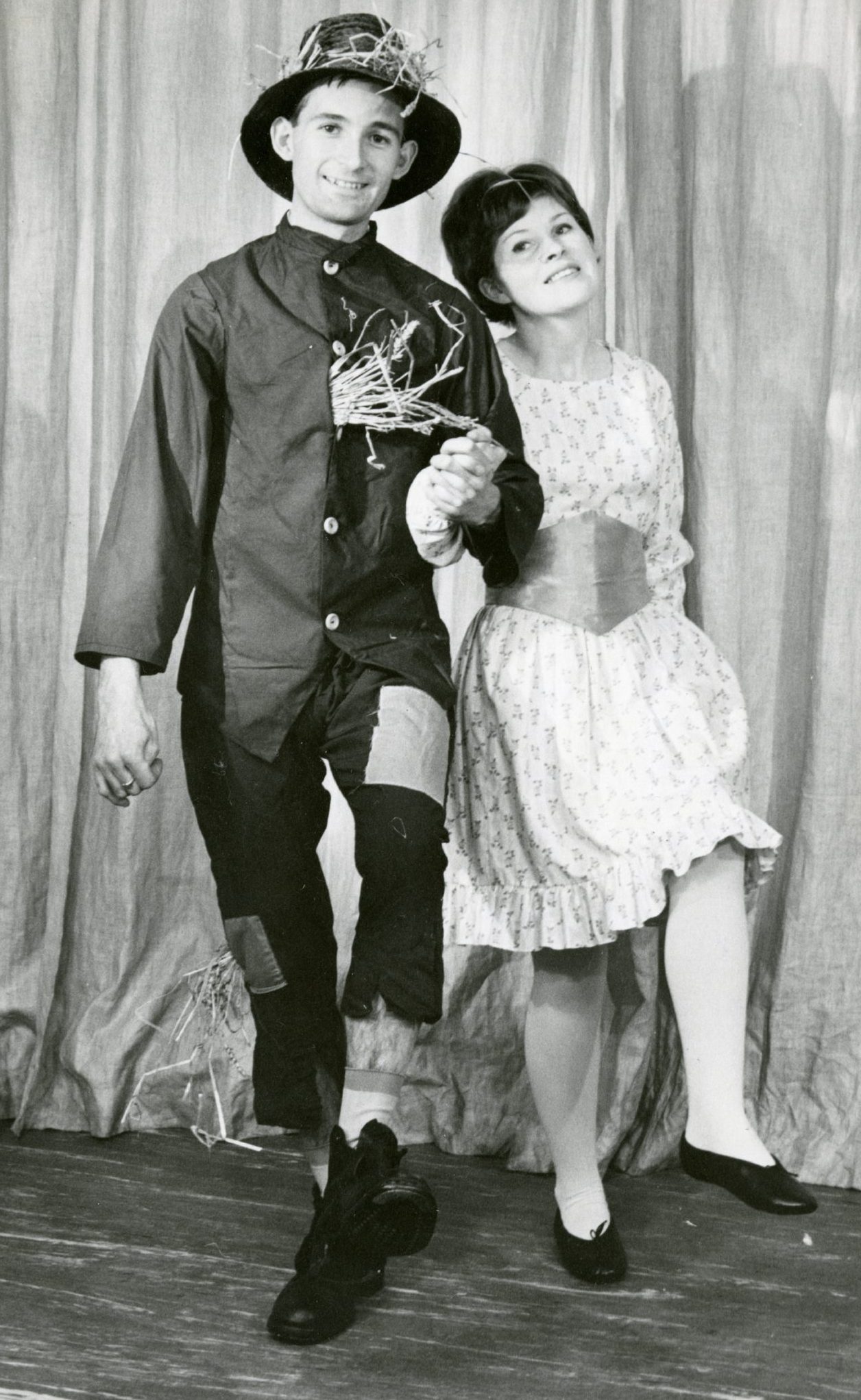 Scarecrow (Roger Buist) and Dorothy (Sheena Cargill) in costume in 1966. 