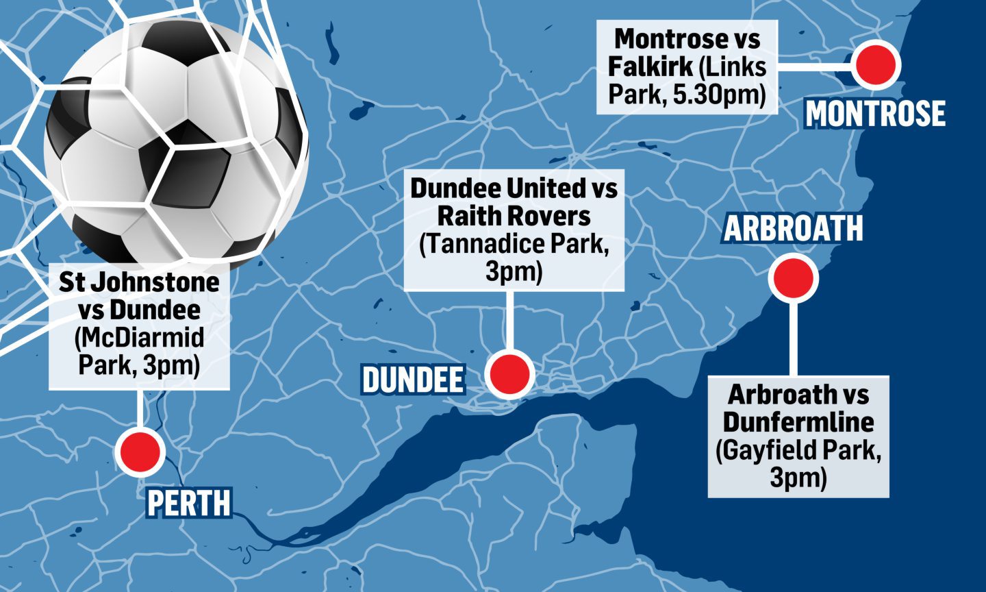 Map shows the fixtures across Tayside.