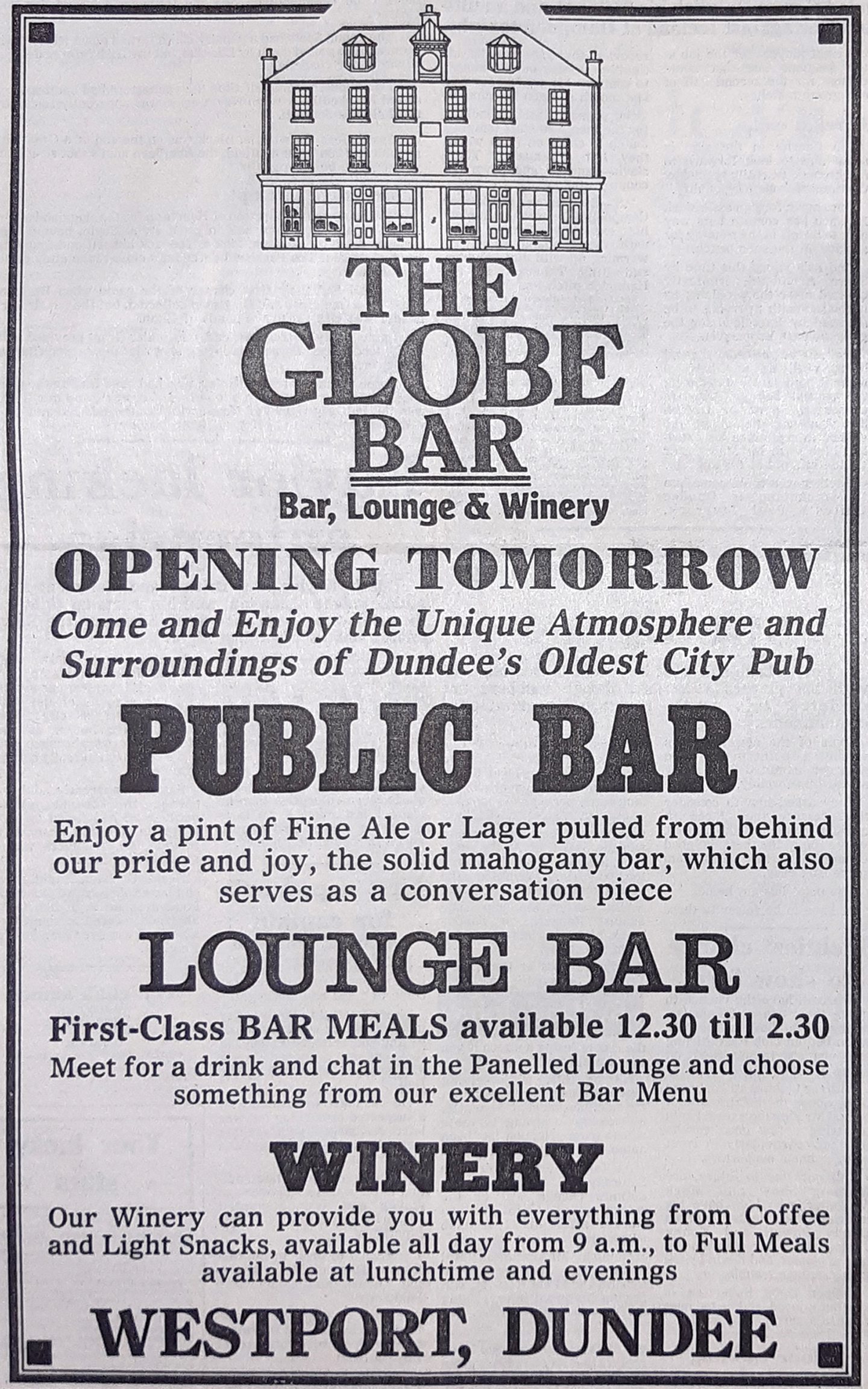 An advert ahead of the pub's reopening in 1984. 