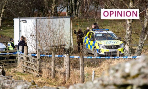 Police in the Pitilie area near Aberfeldy after the murder of Brian Low. Image: Steve Brown/DC Thomson