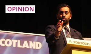Humza Yousaf during speech in Perth. Image: Andrew MacColl/Shutterstock