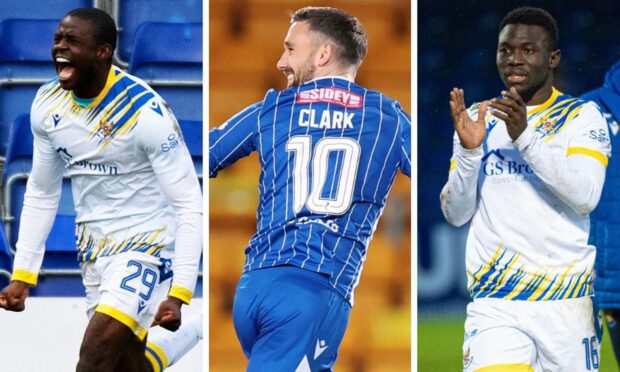 (L to R) Benji Kimpioka, Nicky Clark and Adama Sidibeh are competing for striker roles at St Johnstone. Images: SNS