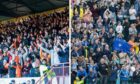 Dundee United fans (left) and their Raith counterparts (right) will both be in full voice at Tannadice.