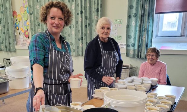 Brechin Soup Initiative volunteers serve up another weekly delivery. Image: Supplied
