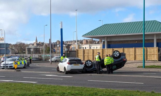 The scene of the crash on Riverside Drive in Dundee. Image: Steve MacDougall/DC Thomson