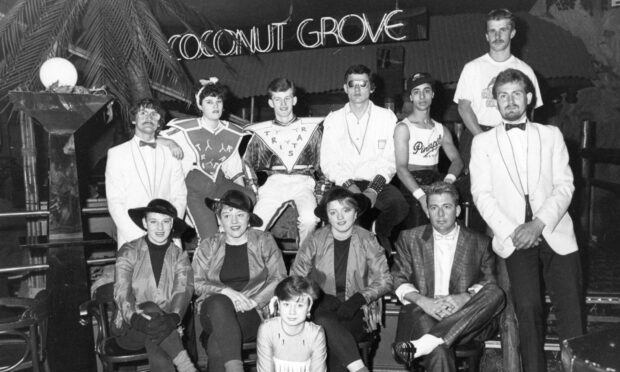 Dancers line up for a photo in 1987 at the under-18s event at Coconut Grove