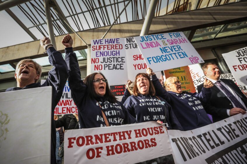 Fornethy abuse survivors protest Scottish Parliament