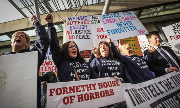 Fornethy abuse survivors protest Scottish Parliament