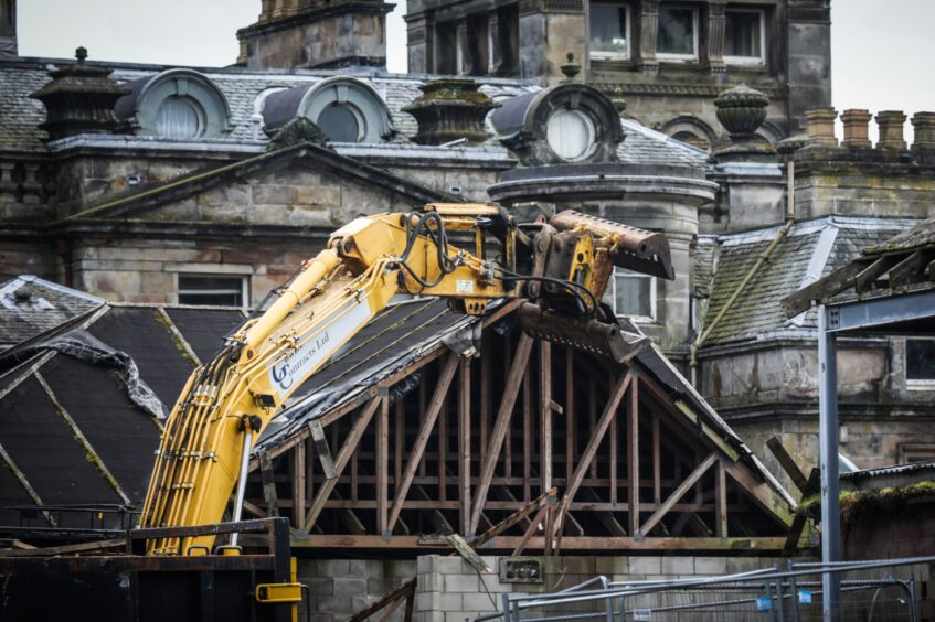 Letham Grange curling rink and function suite demolition.