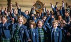 Kilgraston Junior Years Choir with their winning shield. Image: Mhairi Edwards/DC Thomson
