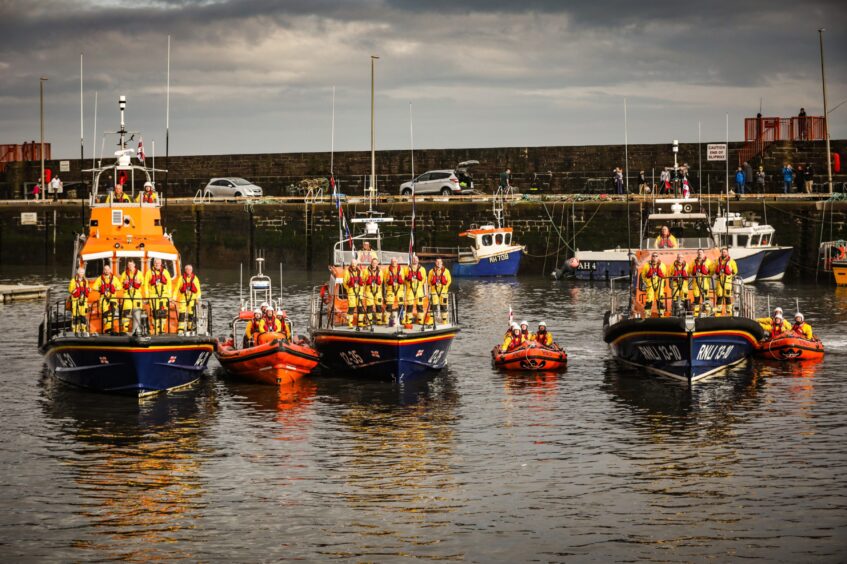 Final launch of RNLB Inchcape from Arbroath.