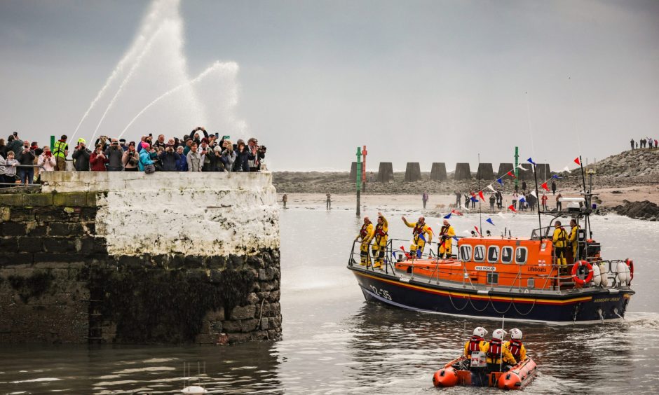 RNLB Inchcape final launch at Arbroath.
