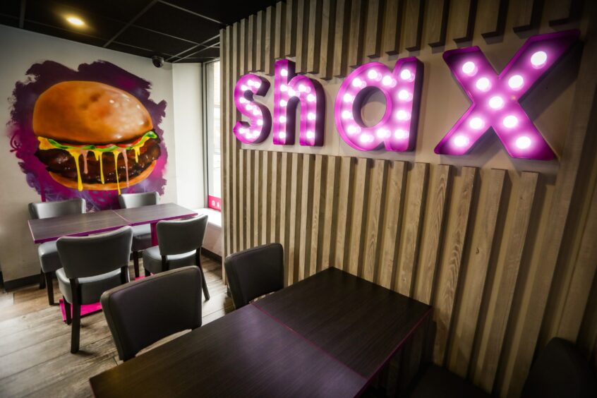 Inside Shax Burger on Perth Road.