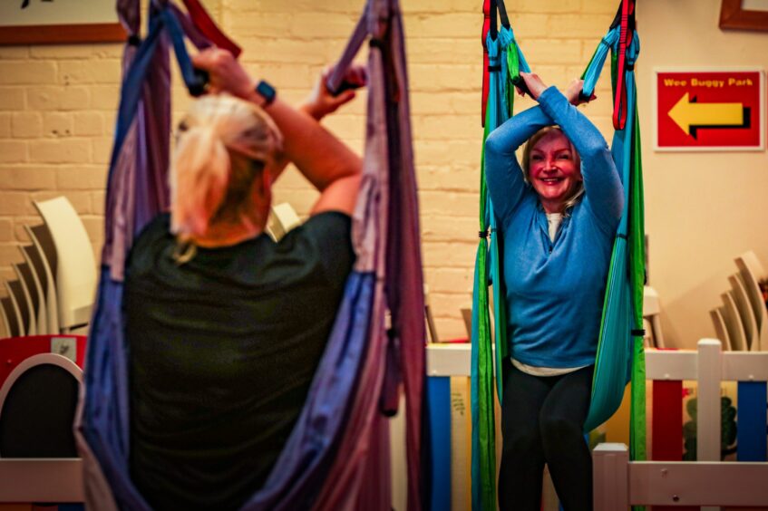 Tracey Giacchetto, 52, from Cupar has been coming to Trapeze Yoga classes for two years.