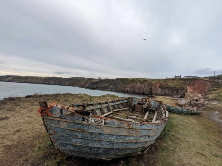 An old boat on the shore at Boddin Point.