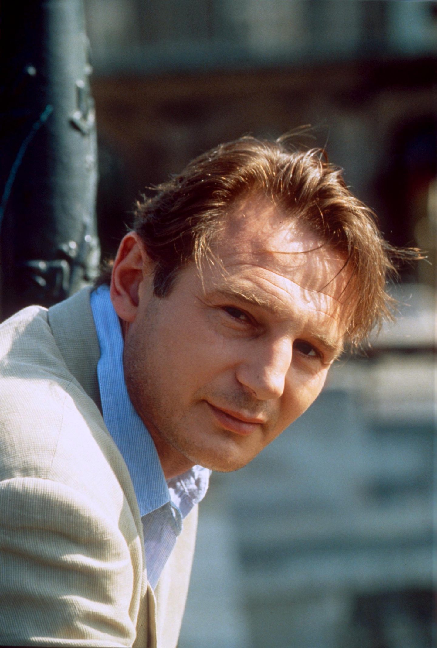 A head shot of Liam Neeson, who was filming Rob Roy and attended the Ice Factory.