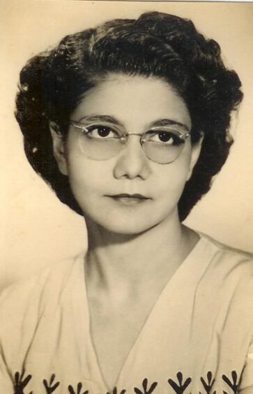 Black and white photo of Daphne Shah as a young woman