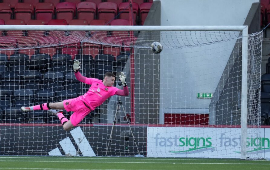 Dundee United keeper Jack Walton in action on Friday night